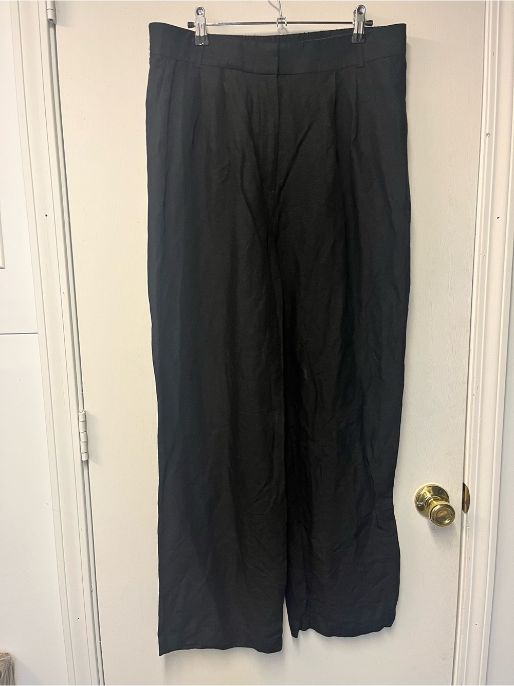 H&M Black Wide Leg Pull On Pants Women’s Size 12 Elastic Waist